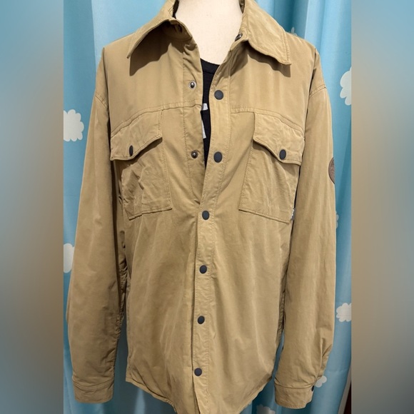 90s Eddie Bauer southwest lined khaki shirt coat. M - Picture 2 of 8